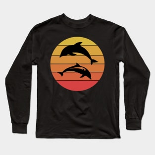 Love Orcas Retro Heart Love Killer Whales Long Sleeve T-Shirt